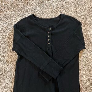 Black Long Sleeve Henley Shirt